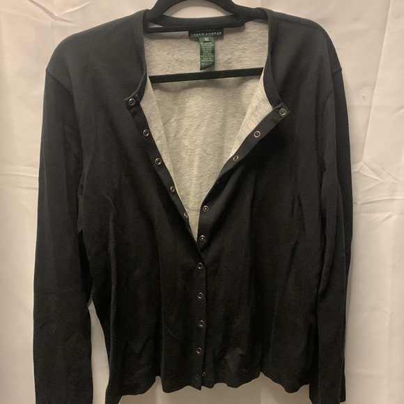 Ralph Lauren front snap black sweat jacket - Picture 2 of 3